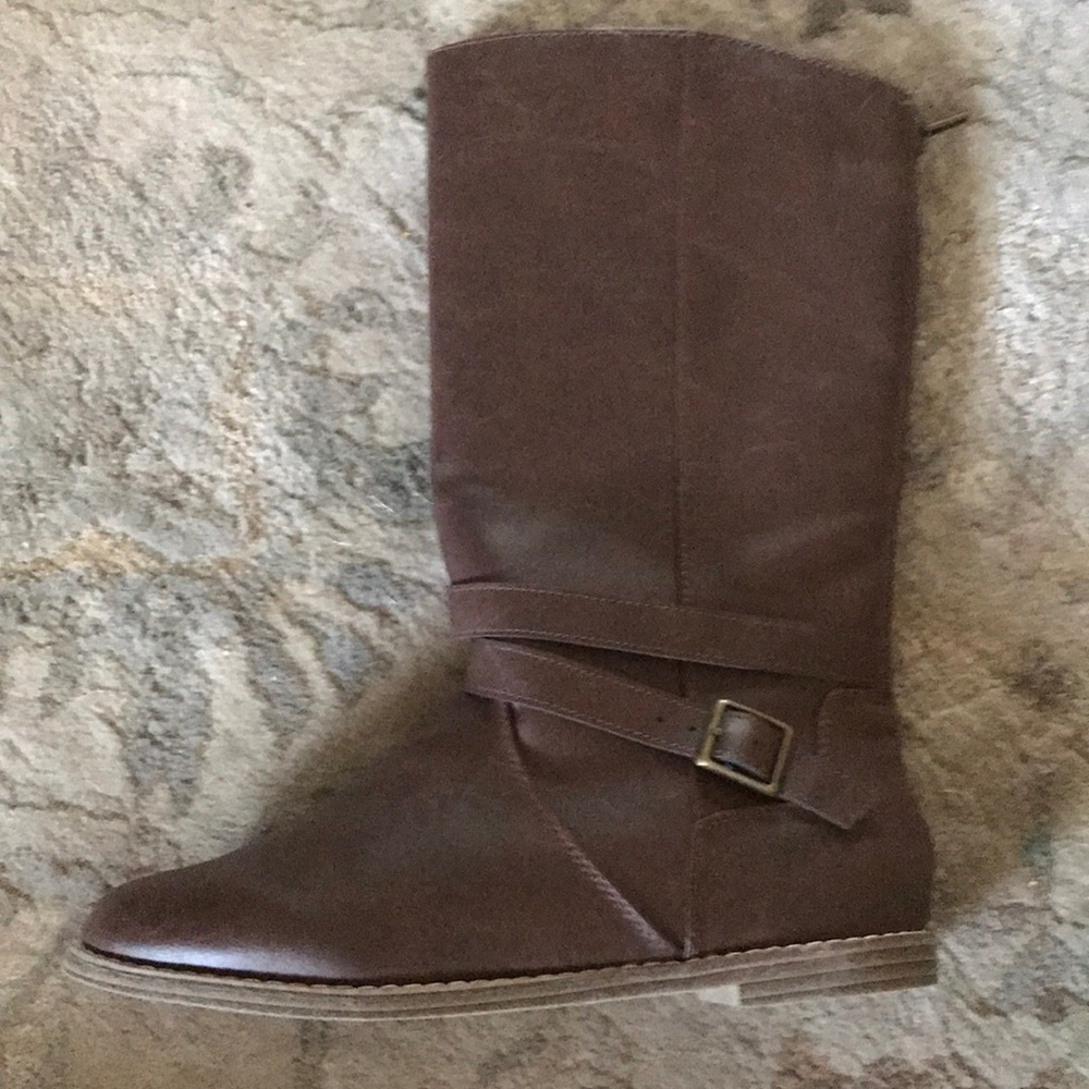 Brown leather boots